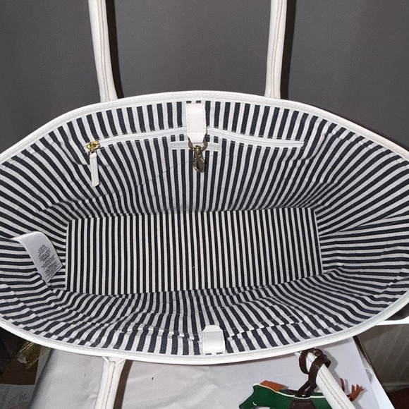 Mark And Graham Large MONTAUK RAFFIA TOTE Straw Summer Tan White Purse Bag - Picture 6 of 14